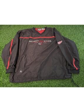 90s Detroit Red Wings CCM NHL Center Ice XL Pullover Windbreaker Nylon Jacket